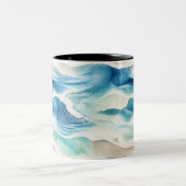 Coastal Ocean Waves Watercolor Mug (Centre)