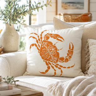 Coastal Oranje Krab Strandhuis Kussen