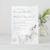 Coastal Orchid Elegant Strand Wedding Kaart (Staand voorkant)