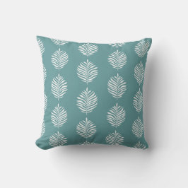 Coastal Palm Leaf Pattern Dusty Turquoise Kussen