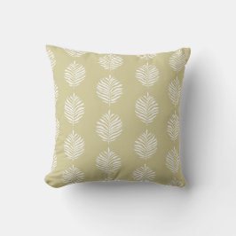 Coastal Palm Leaf Pattern Dusty Yellow Kussen