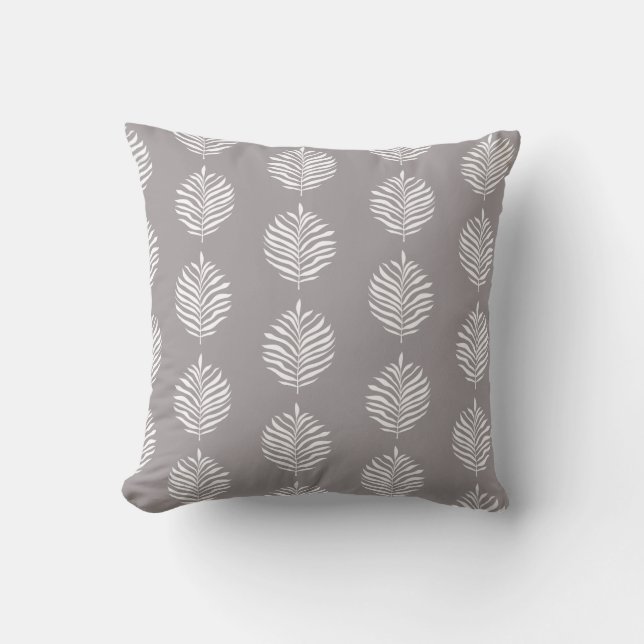 Coastal Palm Leaf Pattern Gull Gray Kussen (Voorkant)