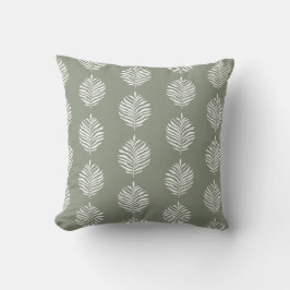 Coastal Palm Leaf Pattern Salie Green Kussen