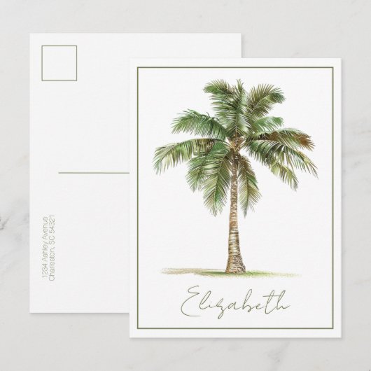 Coastal Palm Tree Personalized Briefkaart (Voorkant / Achterkant)