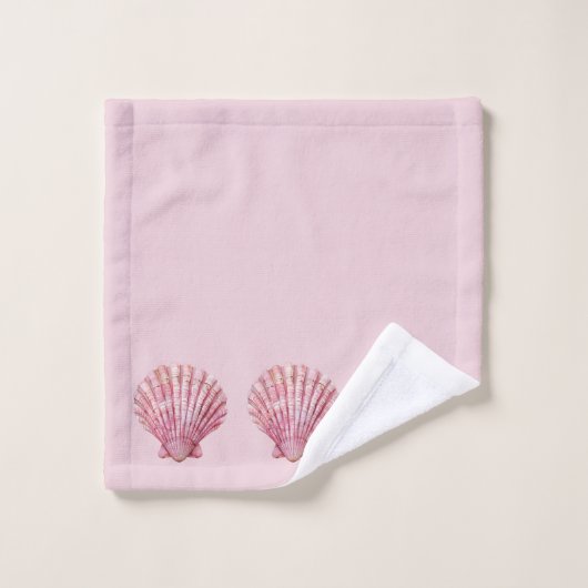 Coastal Pink Seashell Bad Handdoek (Wasdoekje)