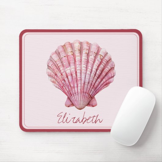 Coastal Pink Seashell gepersonaliseerd Muismat (Met muis)