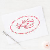 Coastal Preppy Red en White Lobster Ovale Sticker (Envelop)