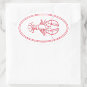 Coastal Preppy Red en White Lobster Ovale Sticker (Tas)