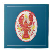 Coastal Red Lobster Lemon Pattern Ceramic Tile Tegeltje (Voorkant)