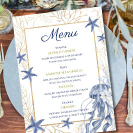 Coastal Rehearsal Dinner Wedding Menu Card