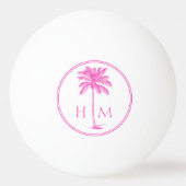 Coastal roze en witte palmetto palmmonogram pingpongballen (Voorkant)