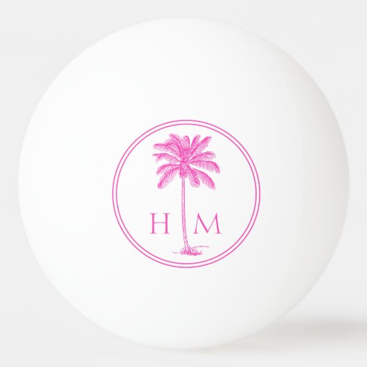 Coastal roze en witte palmetto palmmonogram pingpongballen (Achterkant)