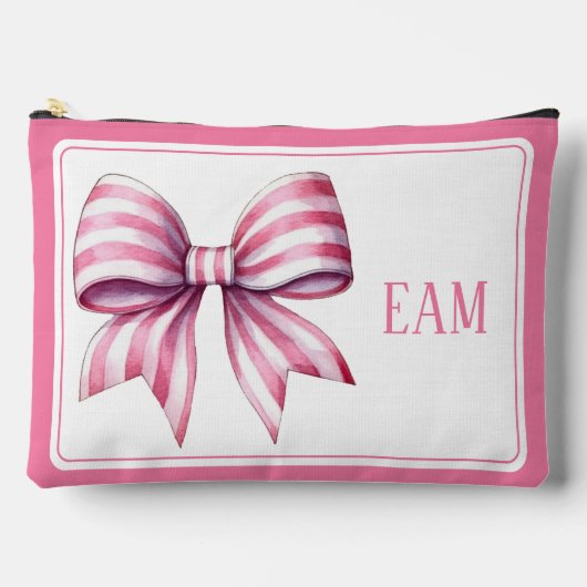 Coastal Roze en Witte Waterverf Bow Monogram Etui (Voorkant)