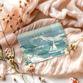 Coastal Sailboat Ocean Wedding Bedankkaart