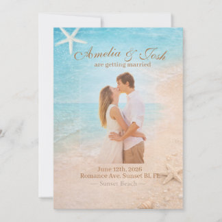 Coastal Sand & Sea Starfish wedding invitation