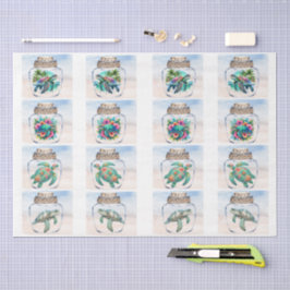 Coastal Sea Turtles in a Jar Decoupage  Tissuepapier