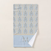 Coastal Seahorse Cameo Blue Cream Strip Monogram (Serviette à main)