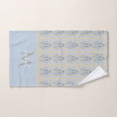 Coastal Seahorse Cameo Blue Cream Strip Monogram (Serviette à main)