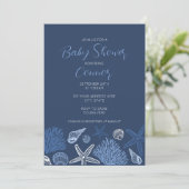 Coastal Seashell Baby shower Invitation Baby Boy (Debout devant)