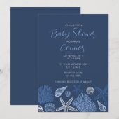 Coastal Seashell Baby shower Invitation Baby Boy (Devant / Derrière)