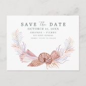 Coastal Seashell Beach Wedding Save the Date Aankondigingskaart (Voorkant)