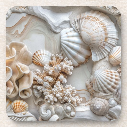 Coastal Seashell Coasters Bier Onderzetter (Voorkant)