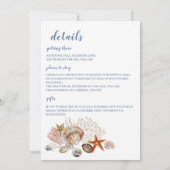 Coastal Seashell Coral Beach Mariage Invitation (Dos)