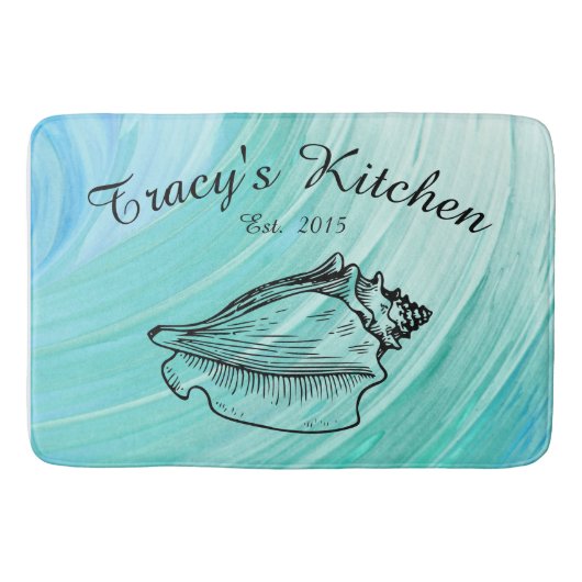 Coastal Seashell Monogram Kitchen Mat (Voorkant)