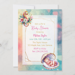 Coastal Seaside Girl's Baby shower Ocean Theme Kaart
