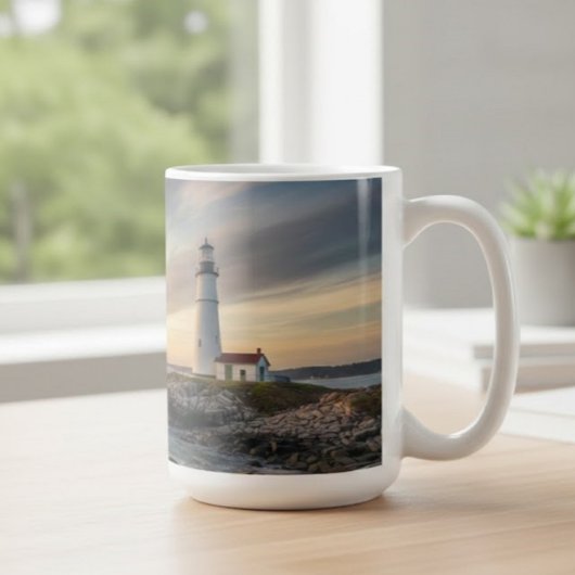 Coastal Serenity Lighthouse Wrap Mug (15oz) Koffiemok