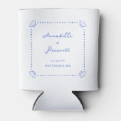 Coastal Shell Blue Border Personalized Wedding Blikjeskoeler (Voorkant)