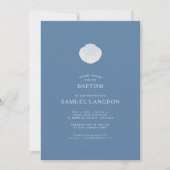 Coastal shell blue Christian baptism Invitation (Devant)