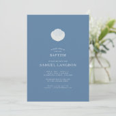 Coastal shell blue Christian baptism Invitation (Debout devant)