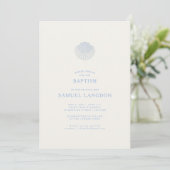 Coastal shell blue Christian baptism Invitation (Debout devant)