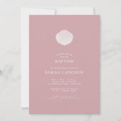 Coastal shell dusty pink baptism Invitation (Devant)