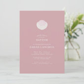 Coastal shell dusty pink baptism Invitation (Debout devant)