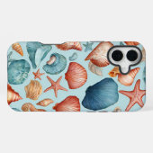 Coastal Shells & Starfish Patroon iPhone Hoesje (Achterkant horizontaal)