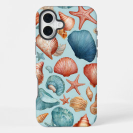 Coastal Shells & Starfish Patroon iPhone 16 Plus Hoesje