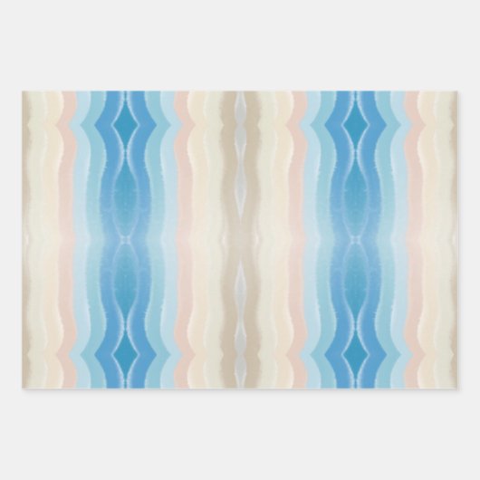 Coastal Shoreline Salty Wavy Repeteren Patroon Inpakpapier Vel (Voorkant 3)