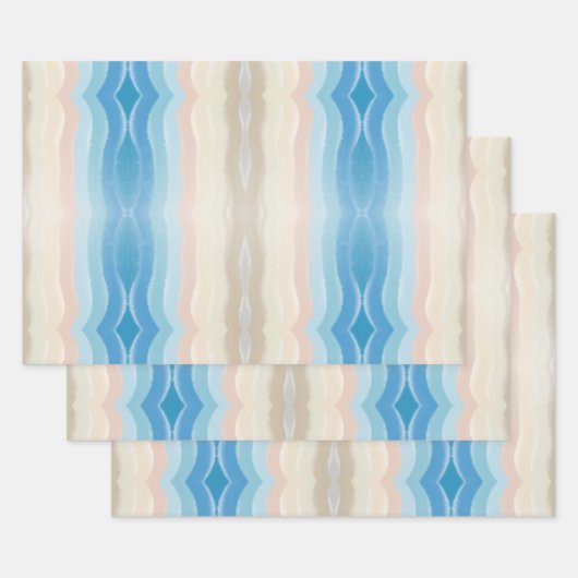 Coastal Shoreline Salty Wavy Repeteren Patroon Inpakpapier Vel (Set)