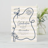 Coastal Sketch Wavy Lijst Afstuderen Kaart (Staand voorkant)