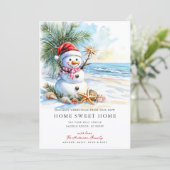 Coastal Snowman Home Sweet Home Card Aankondiging (Staand voorkant)