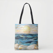 Coastal Stained Glass Ocean Sunset Tote Bag (Devant)