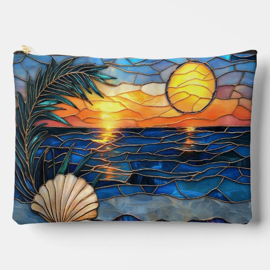 Coastal Stained Glass Zipper Pouch Etui (Voorkant)