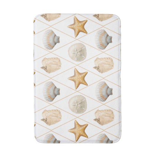 Coastal Starfish and Seashells Badmat (Voorkant Verticaal)