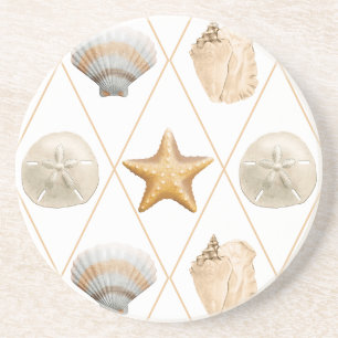 Coastal Starfish and Seashells Zandsteen Onderzetter