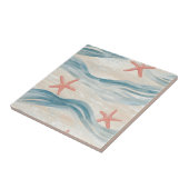 Coastal Starfish on Aqua Sand Waves Pattern (2) Tegeltje (Zijkant)