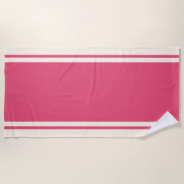 Coastal Stripe Beach Towel - Raspberry & Cream Strandlaken