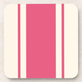 Coastal Stripe Coaster - Raspberry & Cream Bier Onderzetter