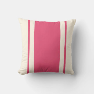 Coastal Stripe Throw Pillow – Raspberry & Cream Kussen